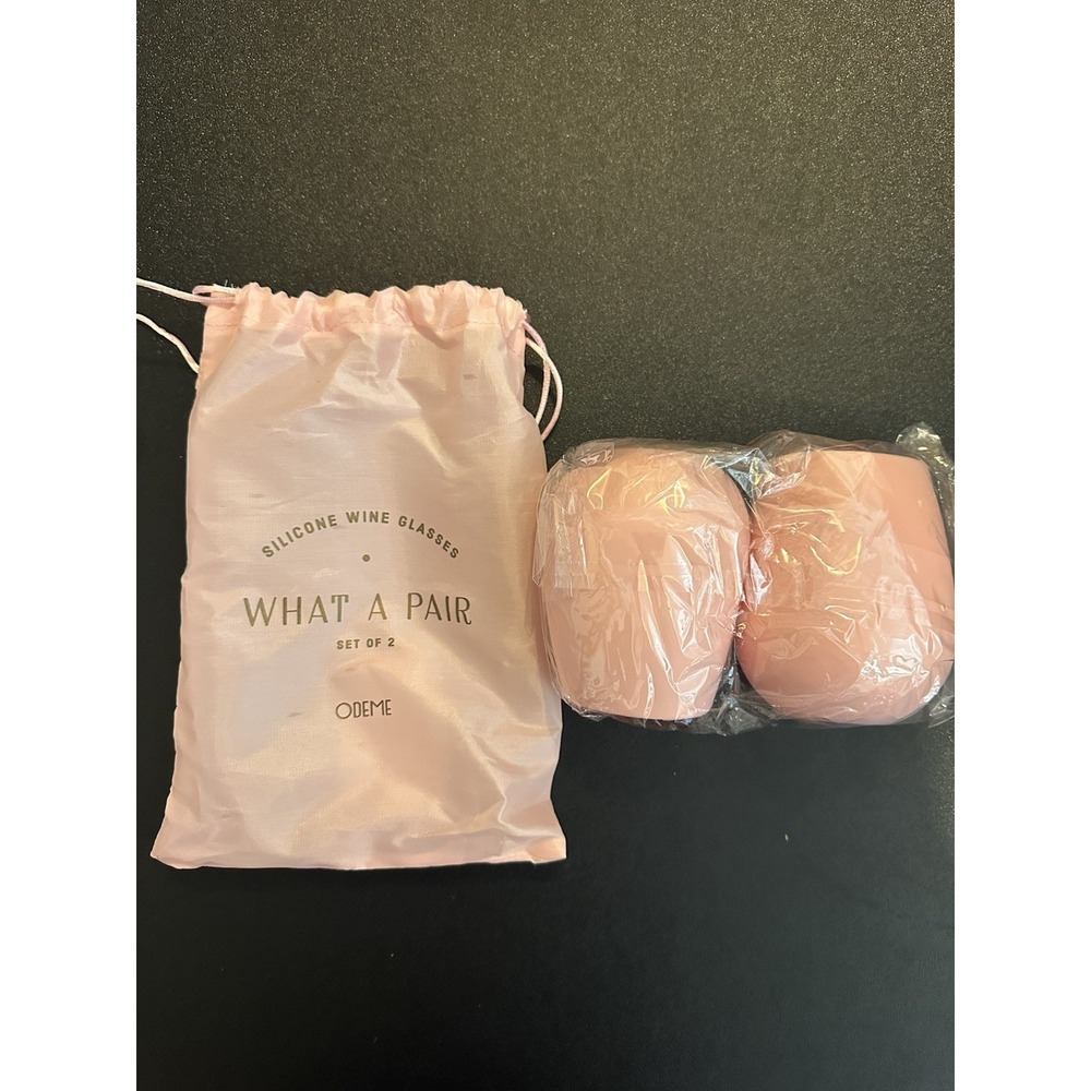 Odeme Silicone Stemless Wine Glasses, Set of 2, Pink Solid Color